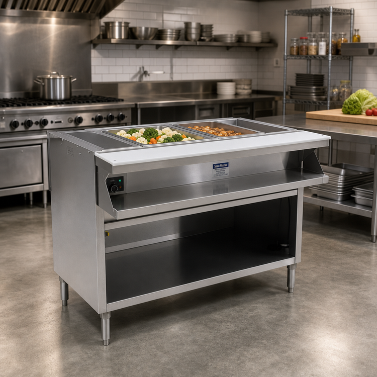 Product image #2 for Spec-Master Sealed Well Electric Hot Food Table with Open Front Base, 2 Wells, 208V