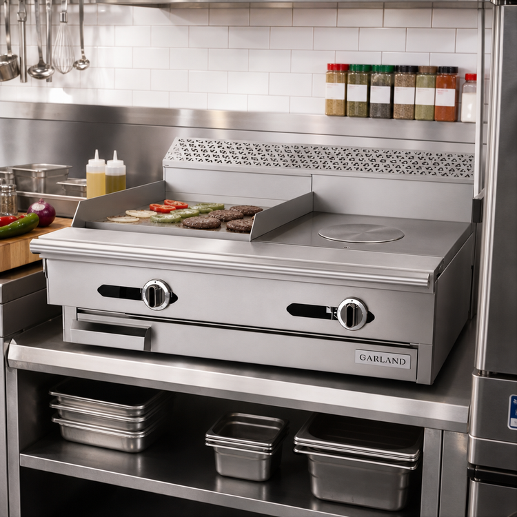 Product image #2 for Garland Cuisine Heavy Duty 36 Inch Gas Combination Top Range with 18 Inch Thermostatic Griddle and 18 Inch Hot Top, Modular Top (C36-5-1M)
