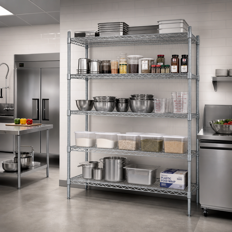 Product image #2 for Eagle Group 5-Tier Add-On Wire Shelving Unit, 72W x 24D x 74H, Chrome-Plated