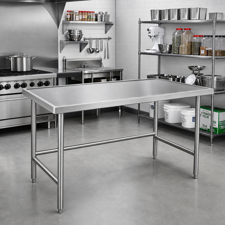 Product image #2 for Advance Tabco 60" x 48" 14 Gauge 304 Stainless Steel Flat Top Work Table with Countertop Edge