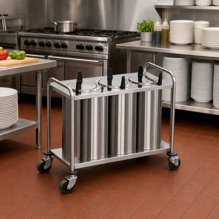 Product image #2 for Atlas Metal MOPD4H-7-1/4 Mobile Open Frame Heated Plate Dispenser with 4 Stacks