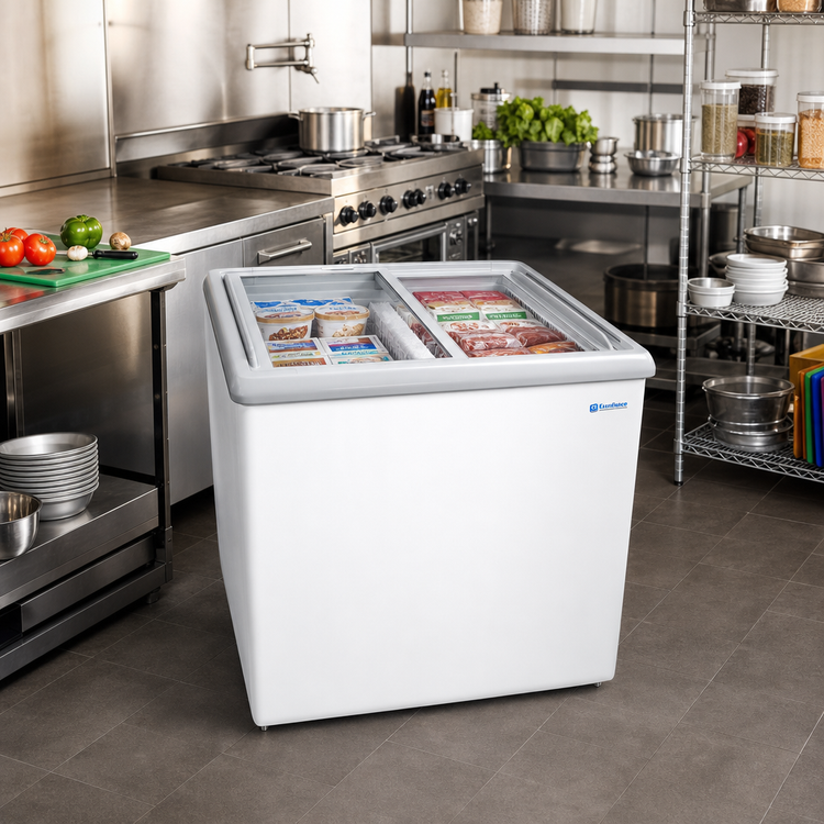 Product image #2 for Excellence Commercial Products Dual Temp Open Chest Refrigerator/Freezer with Sliding Glass Doors, 8.3 Cu. Ft.