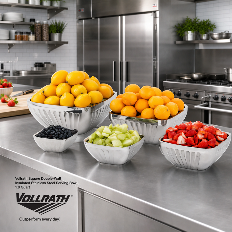 Product image #2 for Vollrath Square Double-Wall Insulated Stainless Steel Serving Bowl, 1.8 Quart