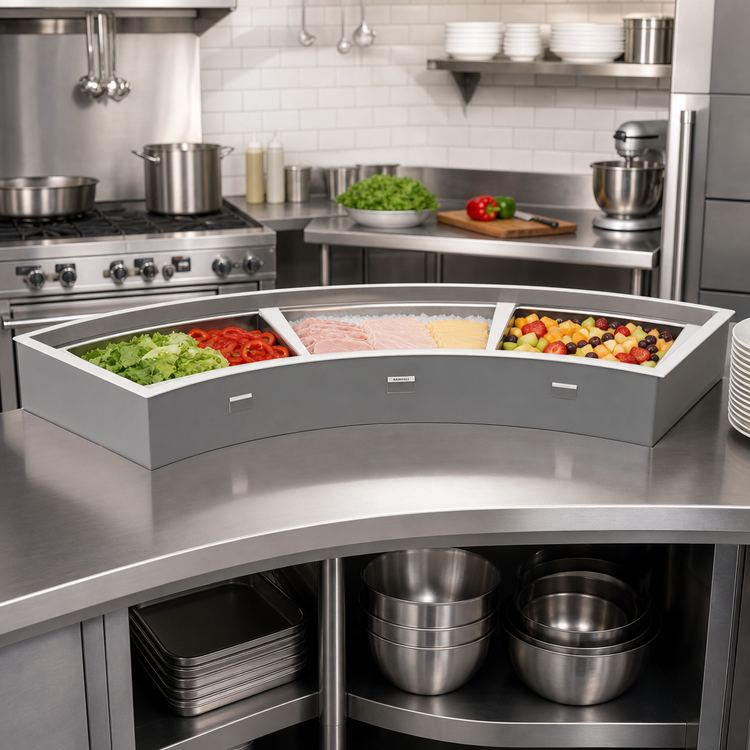 Product image #2 for Randell Drop-In Curved Refrigerated 3-Pan Cold Food Unit