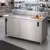 Thumbnail image #2 for Advance Tabco 72-Inch x 24-Inch Enclosed Work Table with Cabinet Base and Sliding Doors, 14-Gauge 304 Stainless Steel Top, 5-Inch Backsplash