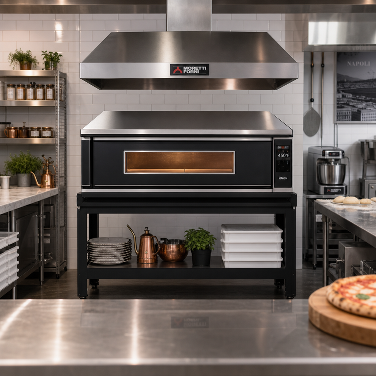Product image #3 for Moretti Forni iDeck Electric Deck Pizza Oven, 41-1/2" x 26" Chamber, 6 x 14" Pizza Capacity, with Stand and Hood