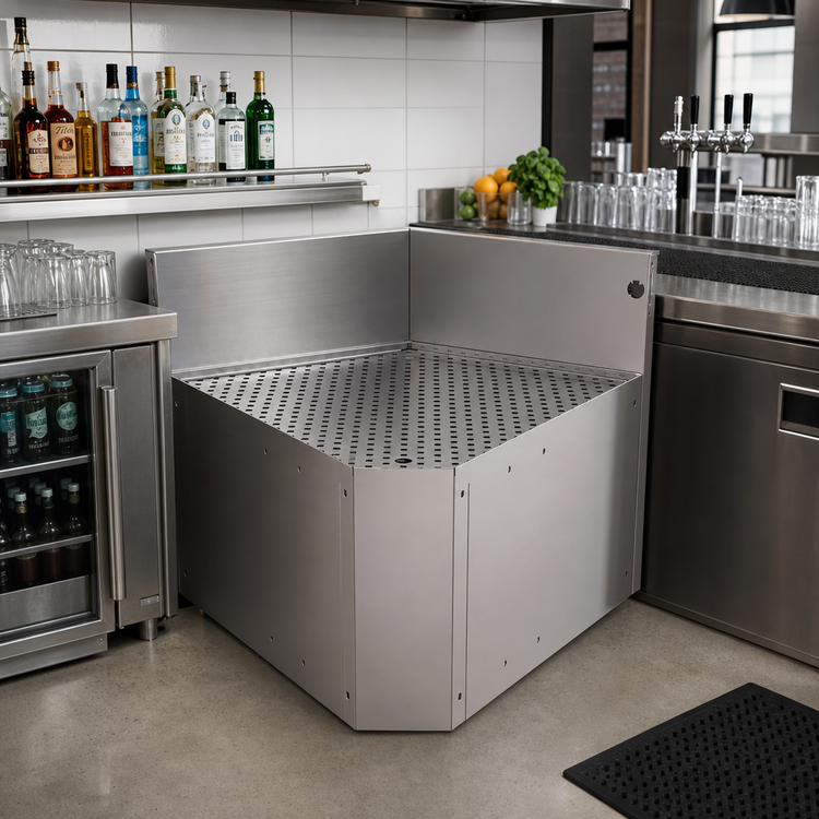 Product image #2 for Glastender CIWA-60 60° Inside Corner Underbar Drainboard, 19-Inch Deep, Stainless Steel, No Legs