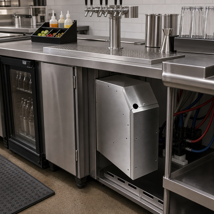 Product image #2 for Choice 6-Inch Wide Stainless Steel Soda Manifold Housing for Underbar Beverage Stations