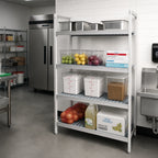 Thumbnail image #2 for Fermod Fermostock 4R38C71-E 4-Tier Perforated Polymer Shelving Add-On Unit, 38"W x 22"D x 71"H, Gray, Aluminum