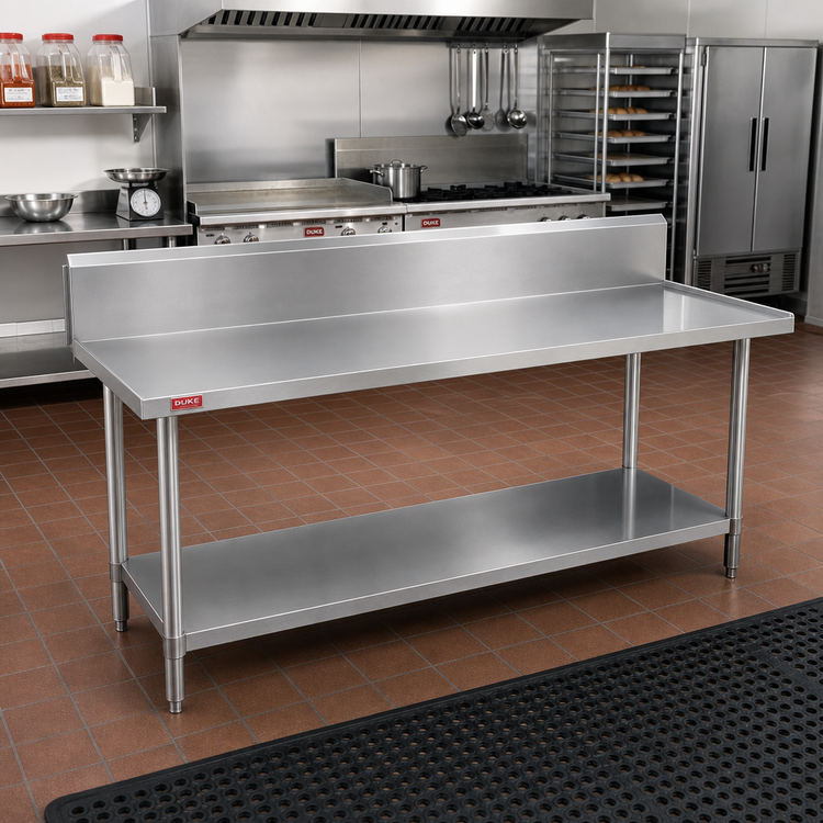 Product image #2 for Duke 84-Inch x 36-Inch Stainless Steel Work Table with 10-Inch Riser and Marine Edge