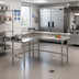 Thumbnail image #2 for L-Shaped Stainless Steel Corner Work Table with 5-Inch Backsplash and Safety Edge, 60 x 60 Inches