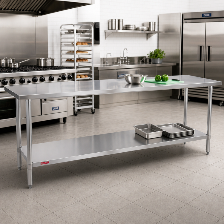 Product image #2 for Duke 316S-24144 Stainless Steel Work Table with Undershelf, 144-Inch x 24-Inch x 36-Inch