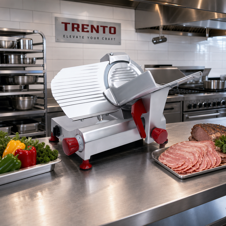 Product image #2 for Trento 11-Inch Manual Gravity Feed Commercial Meat Slicer, Belt-Driven, 0.35 HP