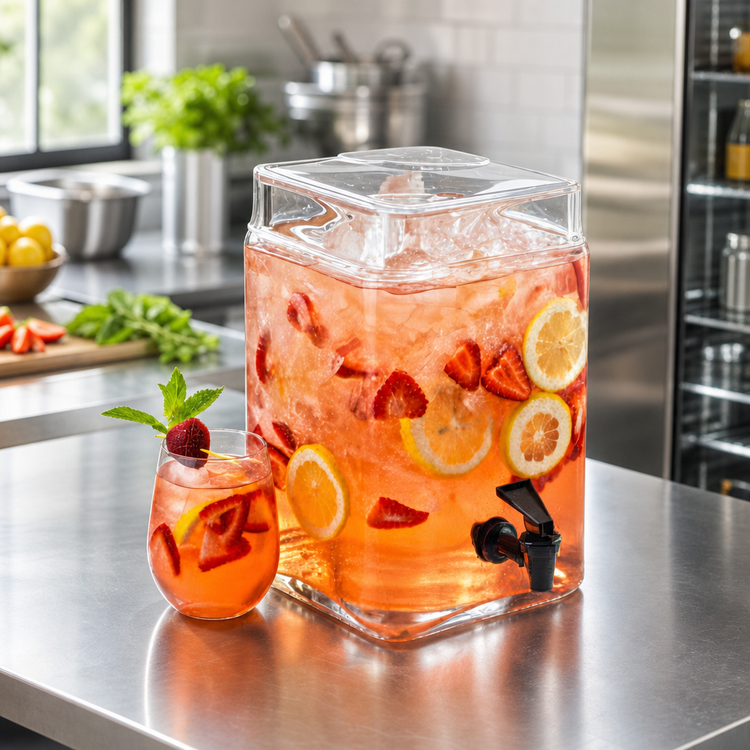 Product image #2 for Cal-Mil 2 Gallon Square Glass Infusion Dispenser with Spigot and Lid