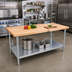 Thumbnail image #2 for John Boos HNS21 120-Inch Wood Top Work Table with Northern Hard Rock Maple Top, Galvanized Base, and Adjustable Undershelf