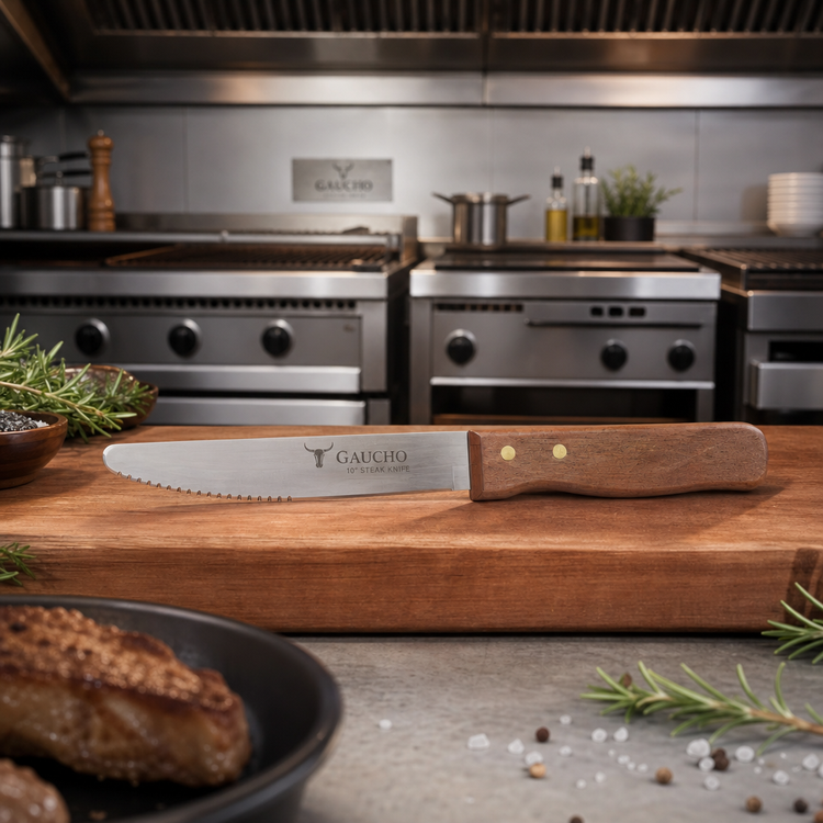 Product image #2 for Gaucho 10 Inch Serrated Steak Knife with Wood Handle and Rounded Tip