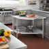 Thumbnail image #2 for Corner Stainless Steel Work Table with Flat Top and Galvanized Undershelf, 30 x 30 x 36 Inches