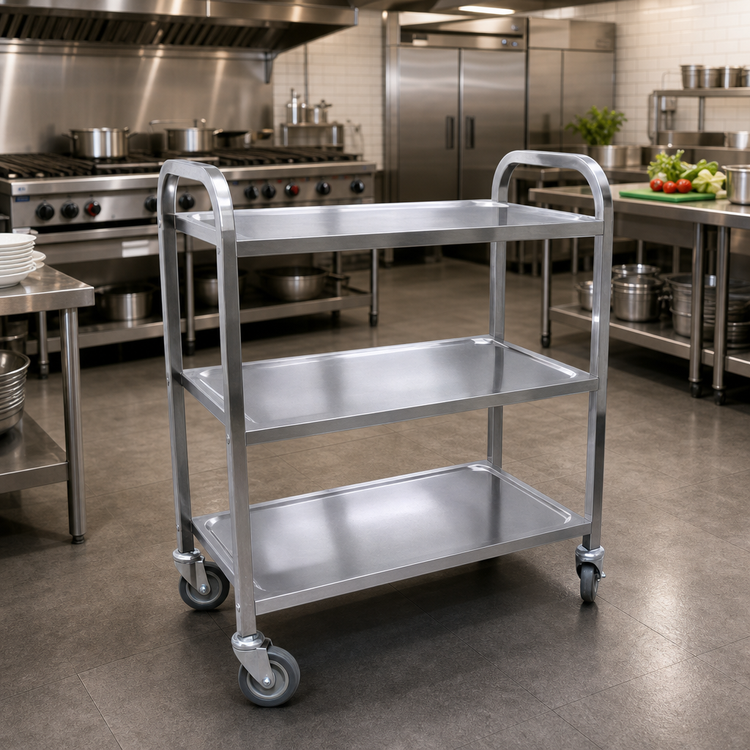 Product image #2 for Omcan USA Stainless Steel 3-Shelf Bussing Cart with Solid Shelves
