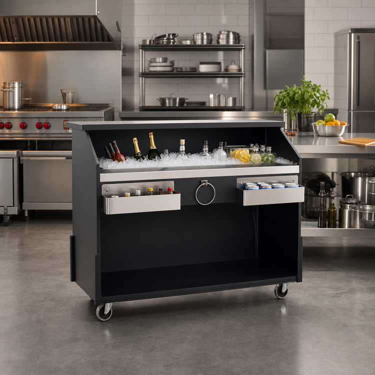Product image #2 for Deluxe Standard Portable Bar with Ice Bin, Speed Rails, and Casters