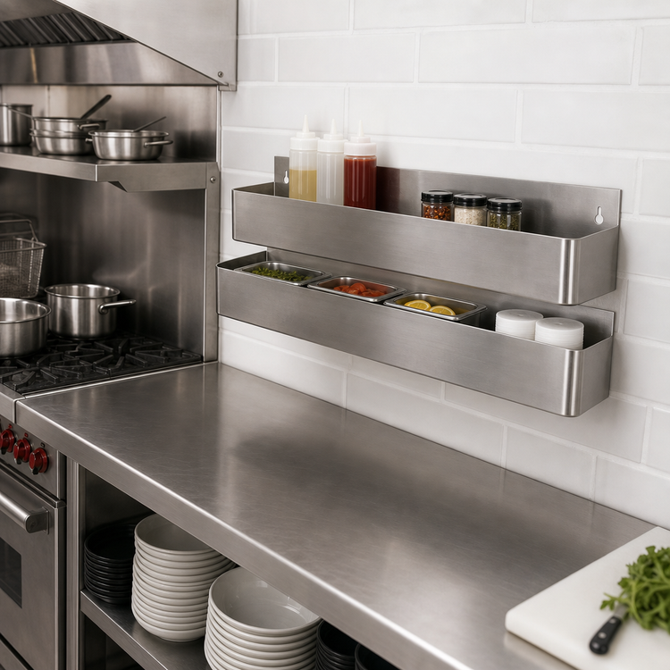 Product image #2 for BK Resources Double 48-Inch Stainless Steel Speed Rail with Keyhole Mounting