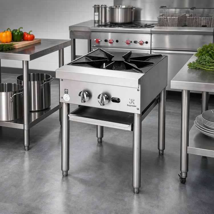 Product image #2 for Supreme 18-Inch Single-Section Stock Pot Range with Two-Ring Burner
