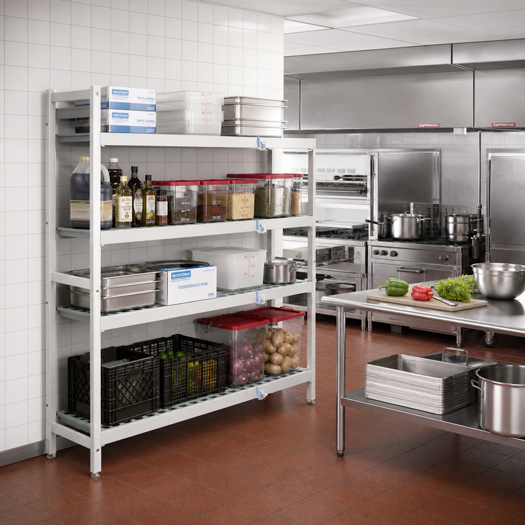 Product image #2 for Fermostock 4-Tier Corner Expansion Polymer Shelving Unit Kit, 42 Inch W x 14 Inch D x 83 Inch H