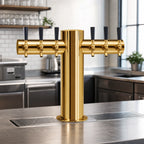 Thumbnail image #2 for Micro Matic USA Metropolis METRO-T-6PVDKR T-Style Countertop Glycol-Cooled Draft Beer Tower, 6 Faucets, PVD Brass Finish