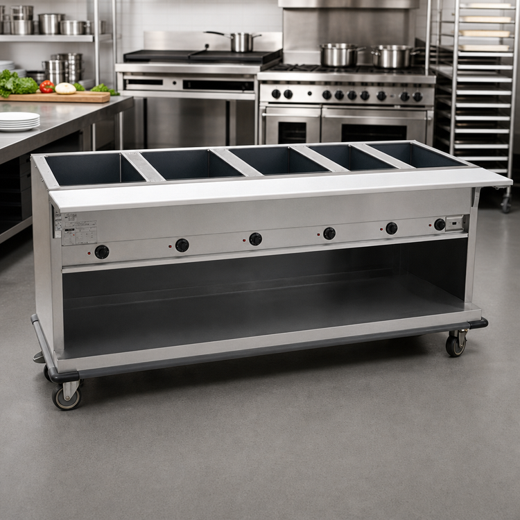 Product image #2 for Spec-Master PHT5CB-208 Portable Electric Hot Food Table with (5) Wet/Dry Wells, 81-3/4"W