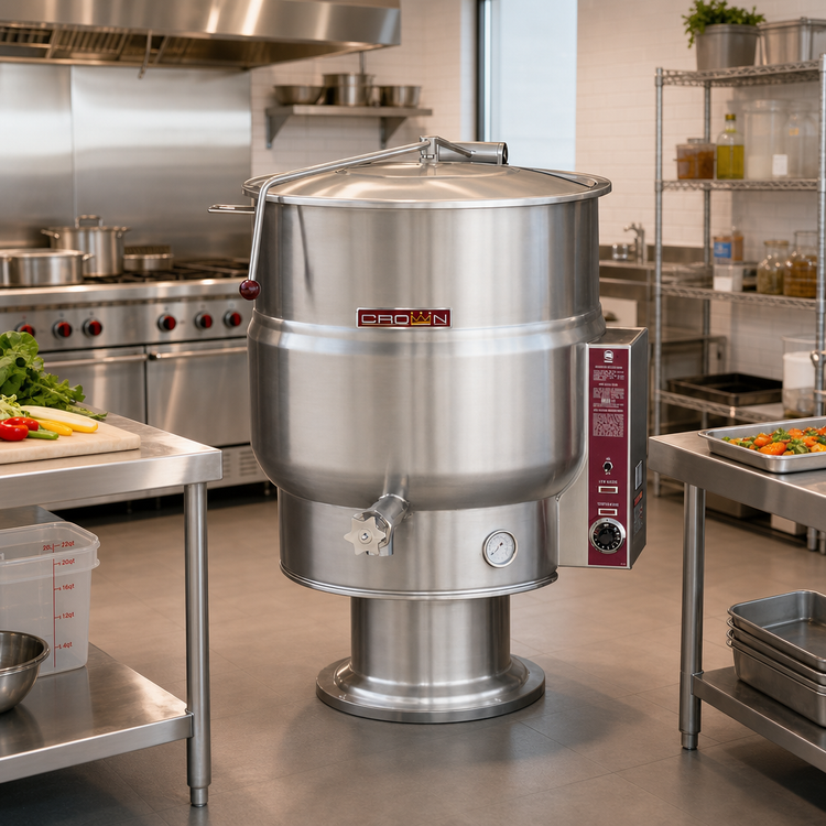 Product image #2 for Crown EP-60 60 Gallon Electric Pedestal Steam Kettle with 2/3 Jacket