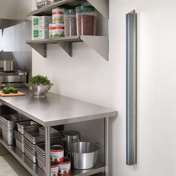 Product image #2 for Eagle Group MMU/A-12 144-Inch Aluminum Wall-Mounted Cantilevered Shelving Upright (14 Gauge, Seam-Welded)