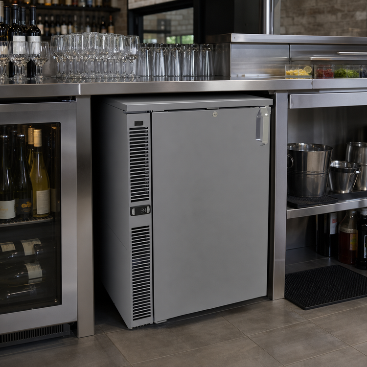 Product image #2 for Glastender One-Zone Side-Serviced Bar Profile Back Bar Cooler, 24 Inch Wide, One-Section, Self-Contained Refrigeration