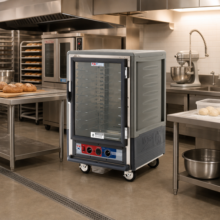Product image #2 for Metro C5 3 Series Mobile Moisture Heated Holding and Proofing Cabinet with Gray Insulation Armour, Half Height, Clear Polycarbonate Door, 120V