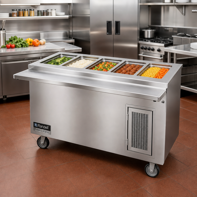 Product image #2 for Randell RANFG HTD-6 Mobile Electric Hot Food Table with Enclosed Cabinet Base and Six 12" x 20" Wells