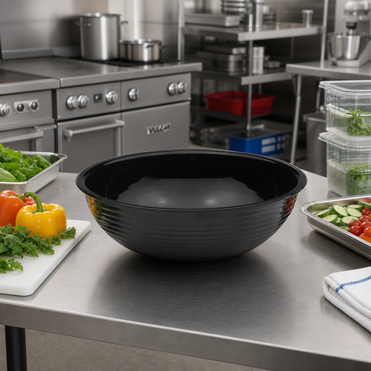 Product image #3 for Cambro Camwear Round Ribbed Polycarbonate Bowl, 5.8 Qt., 12-Inch Diameter, Black