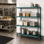 Thumbnail image #2 for Metro Super Erecta Pro PR-212474K3-A-4 4-Shelf Add-On Polymer Shelving Unit, 21"W x 24"D x 74"H, Green, Removable Mats