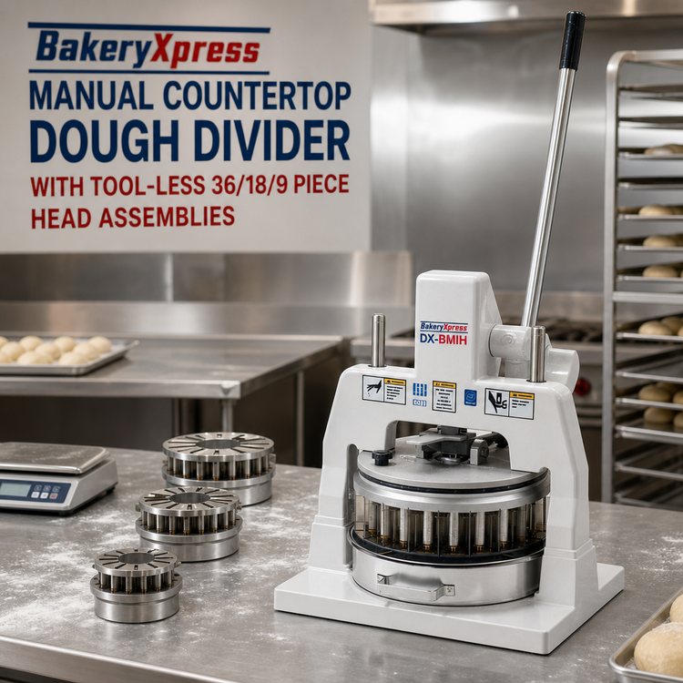 Product image #2 for BakeryXpress Manual Countertop Dough Divider with Tool-Less 36/18/9 Piece Head Assemblies