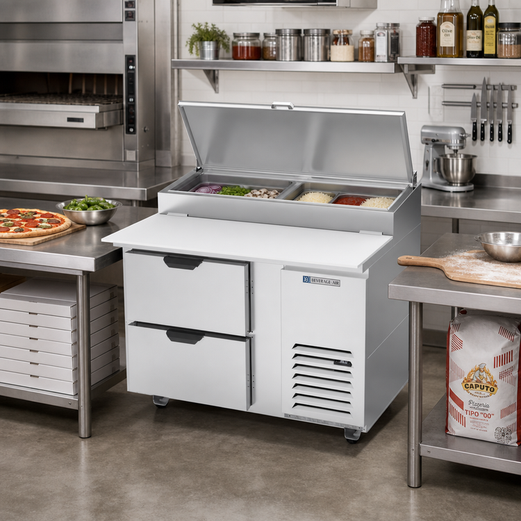 Product image #2 for 46-Inch One-Section Pizza Top Refrigerated Prep Table with 2 Drawers, 12 Cu. Ft.