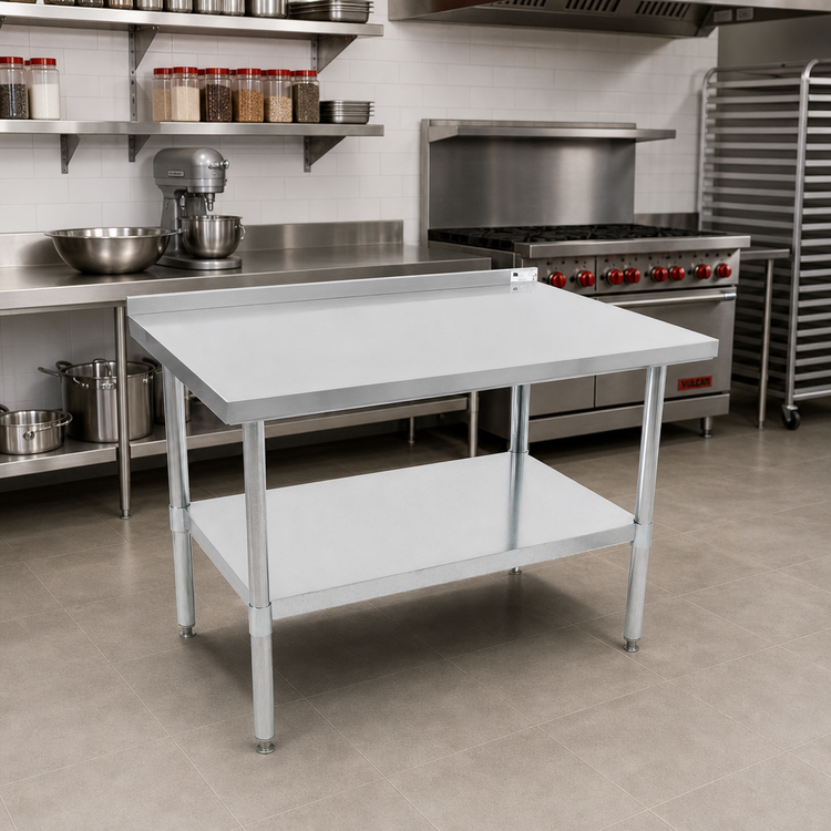 Product image #2 for John Boos Stallion 30" x 24" Economy Stainless Steel Work Table with Rear Riser and Undershelf