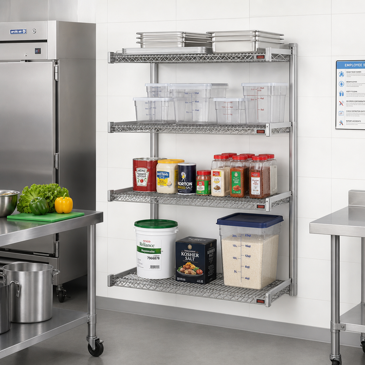 Product image #2 for Eagle Group A4-74-1842S 4-Tier Add-On Wire Shelving Unit, 42W x 18D x 74H, Stainless Steel Finish