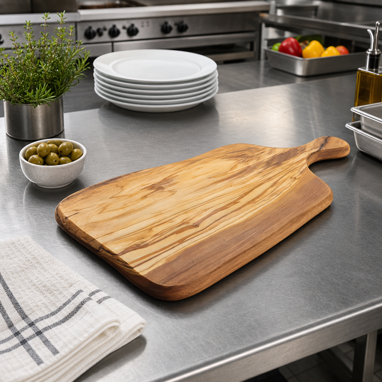 Product image #2 for American Metalcraft Olive Wood Free-Form Serving Board with Handle, 17-3/8 x 7-3/4 Inches