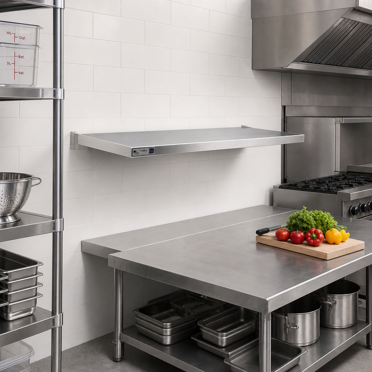 Product image #2 for New Age 48"W x 18"D Solid Cantilever Shelf, Aluminum, 700 lb Capacity