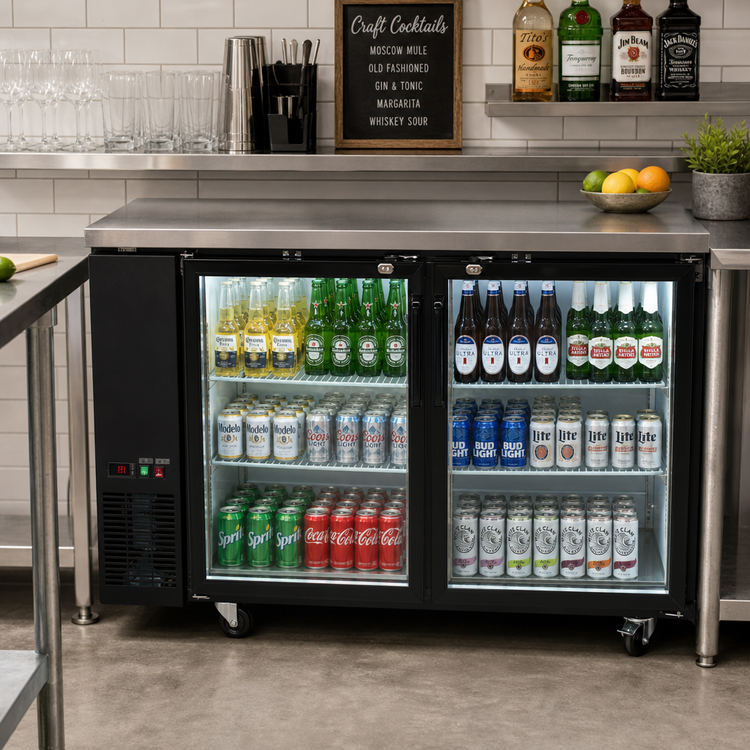 Product image #2 for BK Resources 60-Inch 2-Door Solid Door Back Bar Refrigerator with LED Lighting