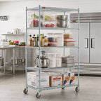 Thumbnail image #2 for Eagle Group QuadTruss DS4-P74-2448Z 4-Tier Stationary Wire Shelving Starter Unit with Dunnage Shelf, 48W x 24D x 74H, Zinc