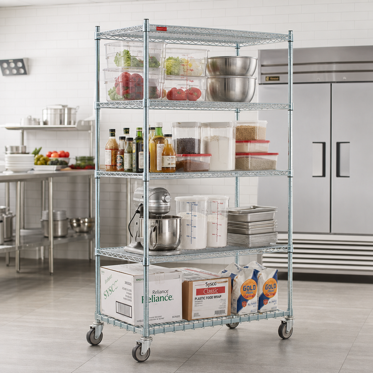 Product image #2 for Eagle QuadTruss 4-Tier Stationary Wire Shelving Starter Unit with Dunnage Shelf, 48 x 24 x 74 Inches, EAGLEbrite Zinc Finish