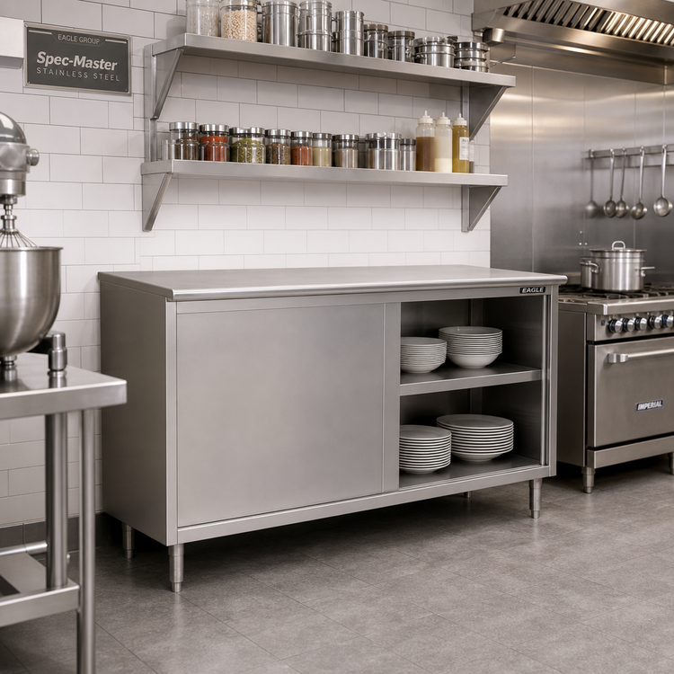 Product image #2 for Eagle Group Spec-Master Stainless Steel Plate Cabinet with Sliding Doors, 120 W x 18 D
