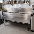 Thumbnail image #2 for Eagle Group Spec-Bar B6-3-LR-24 3-Compartment 304 Stainless Steel Underbar Sink, Left & Right Drainboards, Faucet Included, 72 x 24 x 37 Inches