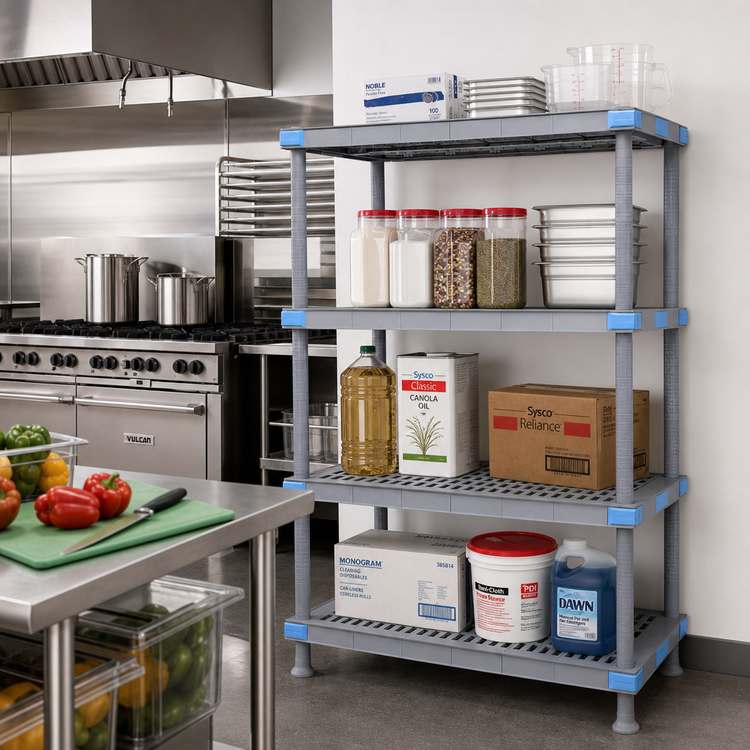 Product image #2 for Quantum Millenia 72-Inch Wide 4-Shelf Stationary Polymer Shelving Starter Unit