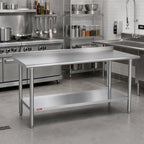 Thumbnail image #2 for Duke Manufacturing 416S-3660-2R 60" x 36" Stainless Steel Work Table, 16-Gauge 400 Series Top, 1-1/8" Riser, Undershelf