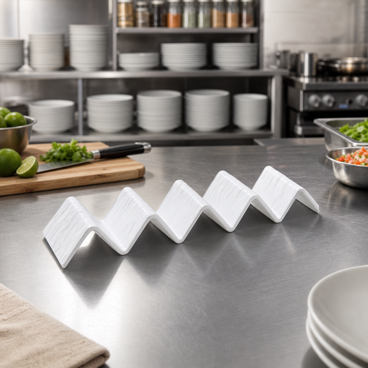 Product image #2 for American Metalcraft White Melamine 5-Compartment Taco Holder