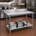 Thumbnail image #2 for Advance Tabco 84 Inch x 36 Inch 16 Gauge 430 Stainless Steel Work Table with 5 Inch Backsplash and Adjustable Galvanized Undershelf